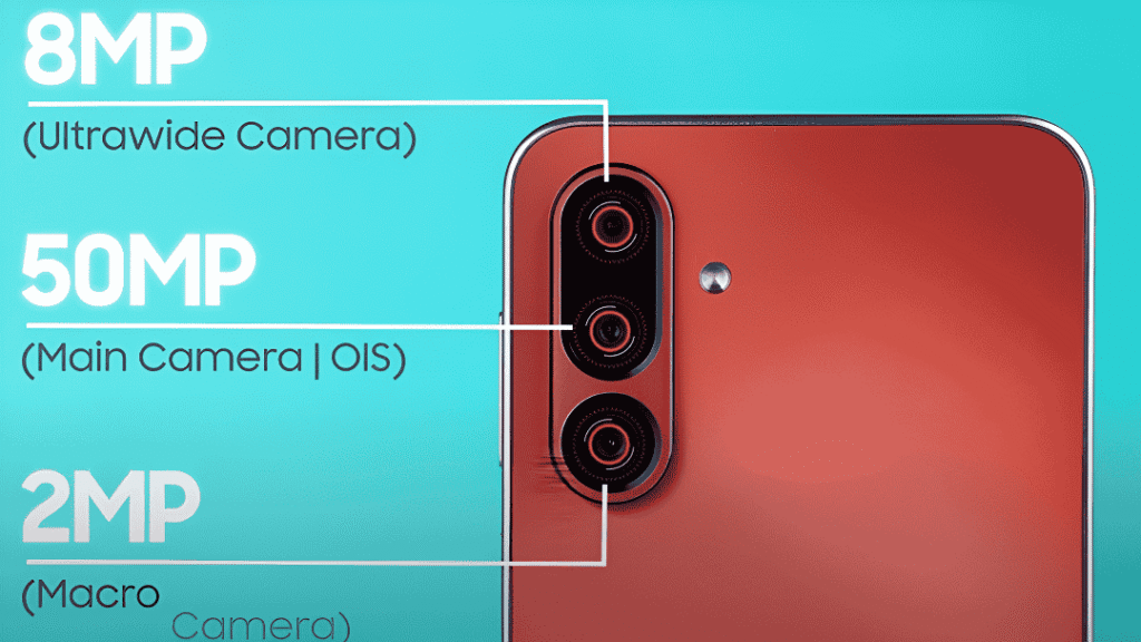 Samsung M36 camera setup 50MP Main Camera and 13MP Front Camera